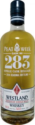 Westland Cask #283 Single Cask Release 1st Fill Ex-Bourbon Barrel Peat Week 61% 750ml