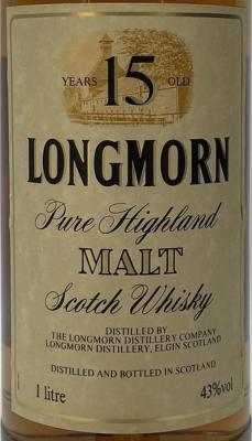 Longmorn 15yo Pure Highland Malt 43% 1000ml