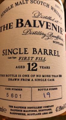 Balvenie 12yo 1st Fill Bourbon Barrel #5601 47.8% 700ml