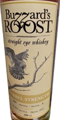 Buzzard's Roost Straight Rye Whisky BuRo Barrel Strength 57.85% 750ml