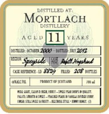 Mortlach 2000 DoD Refill Hogshead LD 8829 46% 700ml