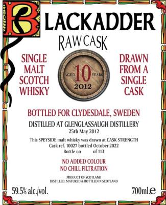 Glenglassaugh 2012 BA Raw Cask Clydesdale AB 59.5% 700ml