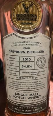 Speyburn 2010 GM Connoisseurs Choice 1st fill sherry hogshead 64.8% 700ml