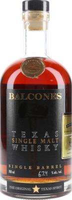 Balcones 2016 Texas Single Malt Single Barrel Used Bourbon #13841 Nickolls & Perks 67.4% 700ml