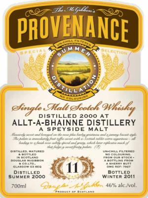 Allt-A-Bhainne 2000 McG McGibbon's Provenance Sherry Butt DMG 7927 46% 700ml