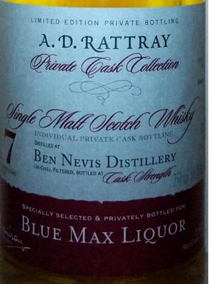 Ben Nevis 1996 DR Private Cask Collection Sherry Butt 1999 Blue Max Liquor 56% 750ml