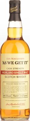 As We Get It NAS IM Highland Single Malt 64.5% 700ml