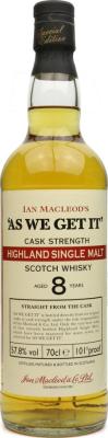 As We Get It 8yo IM Highland Single Malt 57.8% 700ml