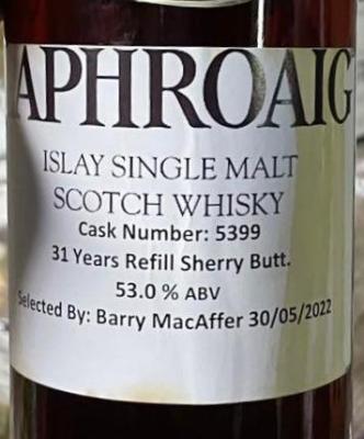 Laphroaig 1990 Refill Sherry Butt Feis Ile 2022 Manager Masterclass 53% 700ml