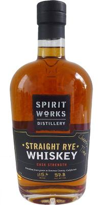 Spirit Works Straight Rye Whisky Cask Strength New Charred White Oak Barrel 14-0001 57.8% 750ml