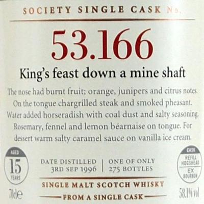 Caol Ila 1996 SMWS 53.166 King's feast down A mine shaft Refill Ex-Bourbon Hogshead 53.166 58.1% 700ml