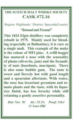 Miltonduff 1981 SMWS 72.16 Refill Hogshead 55.2% 750ml