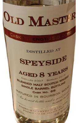 Speyside 2007 JM Old Masters Cask Strength Selection Bourbon Barrel 56 58.9% 700ml