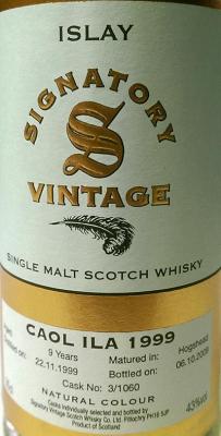 Caol Ila 1999 SV Vintage Collection Hogshead 3 1060 3/1060 43% 350ml