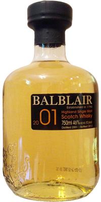 Balblair 2001 1st Release American Oak Ex-Bourbon Casks 46% 750ml