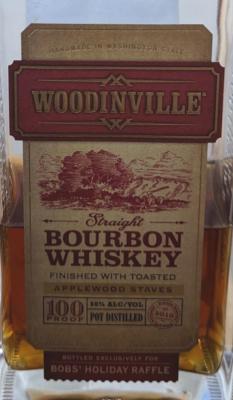 Woodinville Straight Bourbon Whisky Finished with Hand-selected Staves Finished With Toasted Applewood Staves Bobs Holiday Raffle 50% 750ml