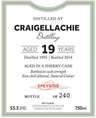 Craigellachie 1995 ED The 1st Editions Sherry Cask 53.3% 750ml