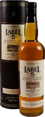 Label 5 12yo Blended Malt Scotch Whisky Oak Casks 40% 700ml