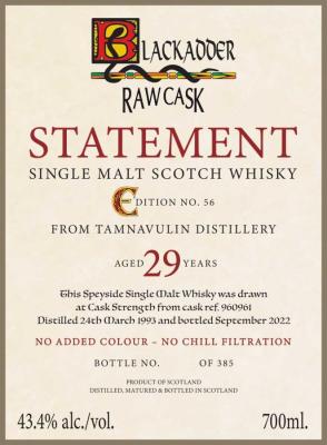 Tamnavulin 1993 BA Raw Cask Statement 43.4% 700ml