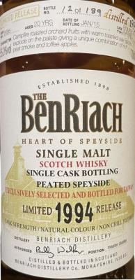 BenRiach 1994 Single Cask Bourbon Barrel Taiwan 55% 700ml