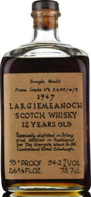 Largiemeanoch 1967 2655/6/7 The Howgate Wine Co. Ltd. Edinburgh 54.2% 750ml