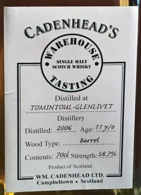 Tomintoul 2006 CA Barrel 58.7% 700ml