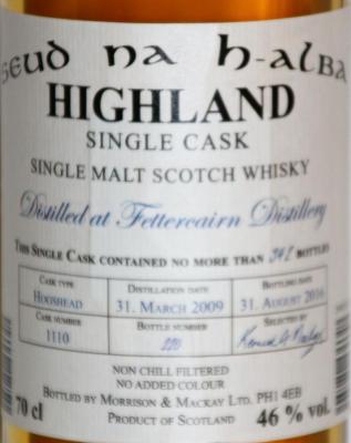 Fettercairn 2009 MMcK Seud na h-alba Hogshead 1110 Hofer 46% 700ml