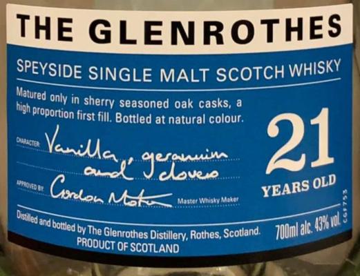 Glenrothes 21yo sherry seasoned oak 43% 700ml