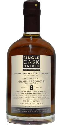 Single Barrel Rye Whisky 2007 JWC Single Cask Nation New Charred American Oak Barrel 52 60.9% 750ml