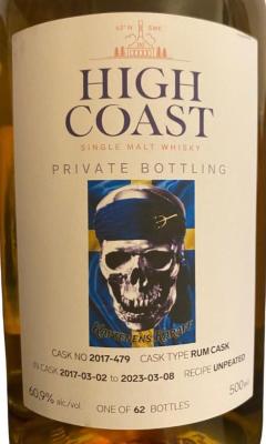 High Coast 2017 Private Bottling Rum Private bottling 60.9% 500ml