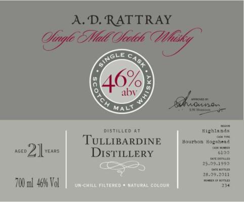 Tullibardine 1990 DR Single Cask Bourbon Hogshead 6100 46% 700ml