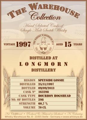 Longmorn 1997 WW8 The Warehouse Collection Bourbon Hogshead 163298 60.7% 700ml