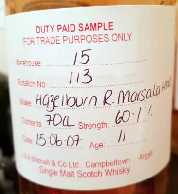 Hazelburn 2007 Refill Marsala Hogshead Rotation 113 60.1% 700ml