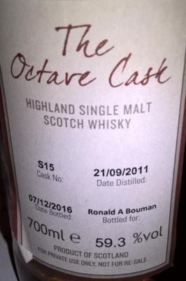 Glenglassaugh 2011 The Octave Cask S15 Ronald A Bouman 59.3% 700ml