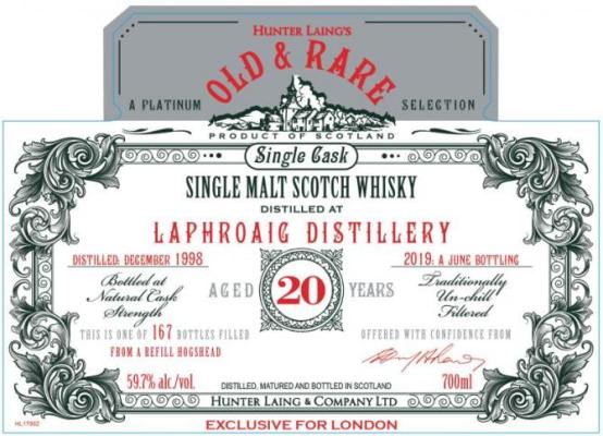 Laphroaig 1998 HL Refill Hogshead 59.7% 700ml