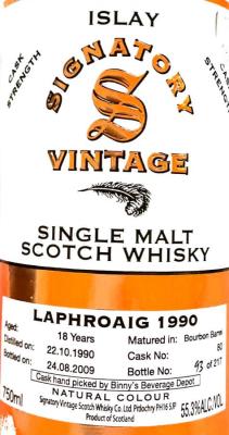 Laphroaig 1990 SV Bourbon Barrel #80 Binny's Beverage Depot 55.3% 750ml