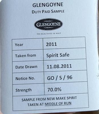 Glengoyne 2011 Duty Paid Sample 70% 200ml