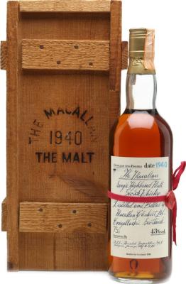 Macallan 1940 Importe par Corade S.A France 43% 750ml