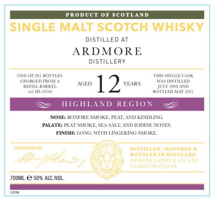 Ardmore 2008 HL The Old Malt Cask Refill Barrel HL 18700 50% 700ml