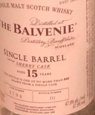 Balvenie 15yo Single Barrel Sherry 5794 47.8% 700ml