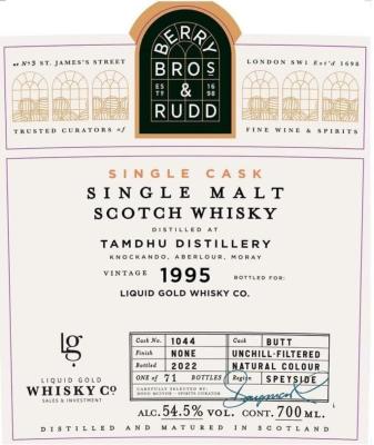 Tamdhu 1995 BR Butt Liquid Gold Whisky Co 54.5% 700ml