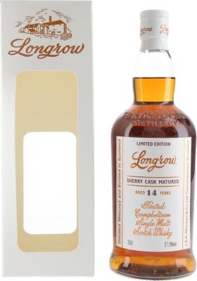 Longrow Peated Campbeltown Single Malt Scotch Whisky Single Cask Sherry Cask Matured 14yo 57.8% 700ml