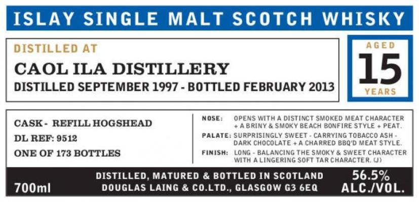 Caol Ila 1996 DL Refill Hogshead 50% 700ml