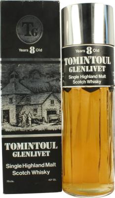 Tomintoul 8yo Silver screw cap with TG on top 43% 750ml