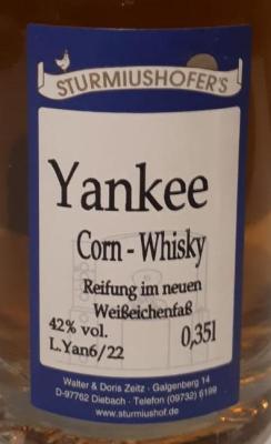 Sturmiushofer's Yankee Corn-Whisky Weisseichenfass 42% 350ml
