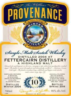 Fettercairn 2004 McG McGibbon's Provenance Refill Hogshead DMG 10329 46% 700ml