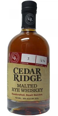 Cedar Ridge Malted Rye Whisky 43% 750ml