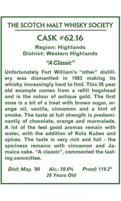 Glenlochy 1980 SMWS 62.16 Refill Hogshead 59.6% 750ml