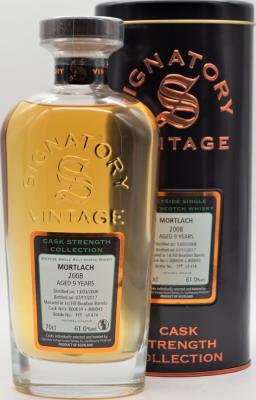 Mortlach 2008 SV Cask Strength Collection 1st Fill Bourbon Barrels 800039 + 800043 61% 700ml