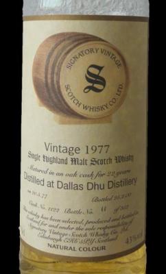 Dallas Dhu 1977 SV Vintage Collection Oak Cask 1122 43% 700ml